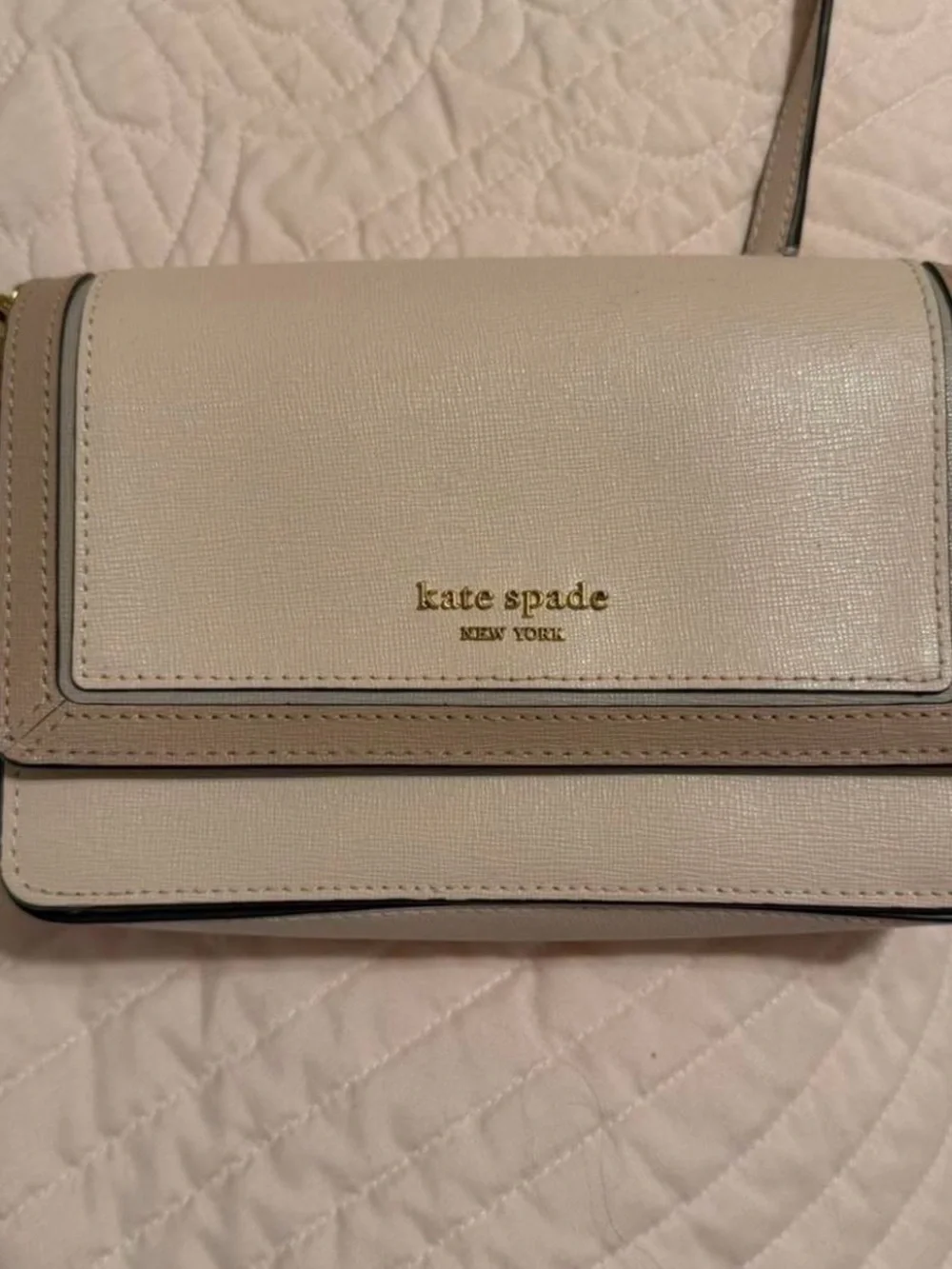kate spade cream and tan crossbody wallet